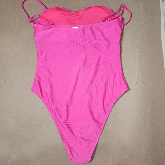 NWT, neon rose one piece swimsuit, Medium - Picture 6 of 10